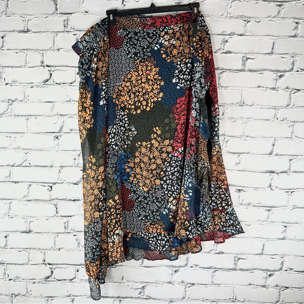 Maurices Floral Patchwork Maxi Skirt 4X Multicolor Faux Wrap Boho Western - Picture 3 of 11